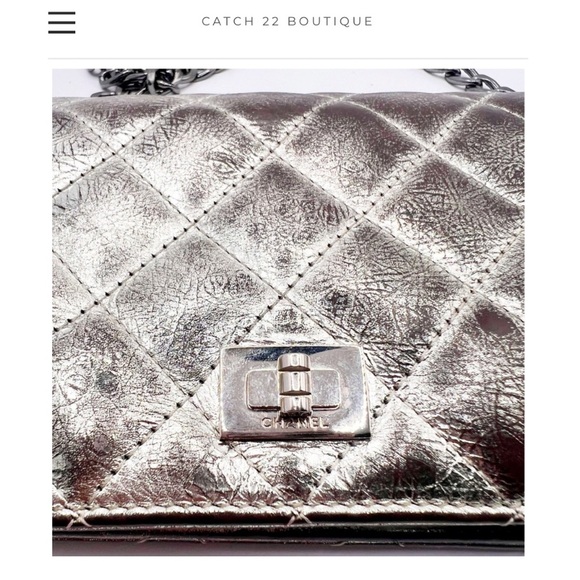Chanel Metallic Silver Quilted Leather 2.55 Reissue L Yen Continental WOC - Picture 5 of 10